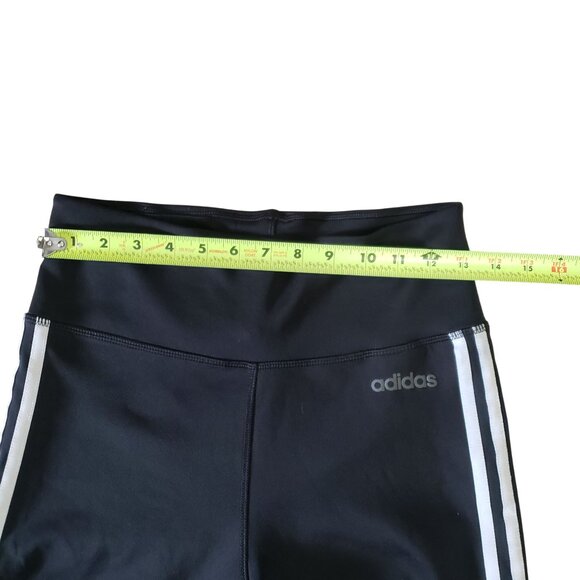 Adidas Womens High Rise Leggings Size M Classic Three Stripes Black Athleisure - Picture 8 of 9